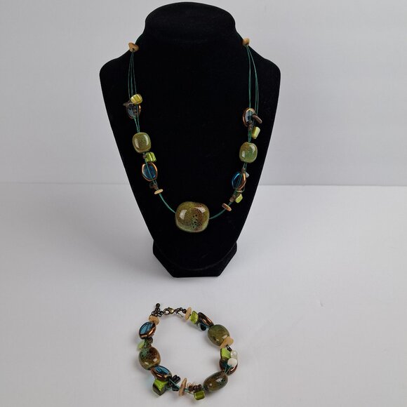 Vintage Premier Designs  Floating Bead 4 Strand Necklace and Bracelet Set - Picture 3 of 16